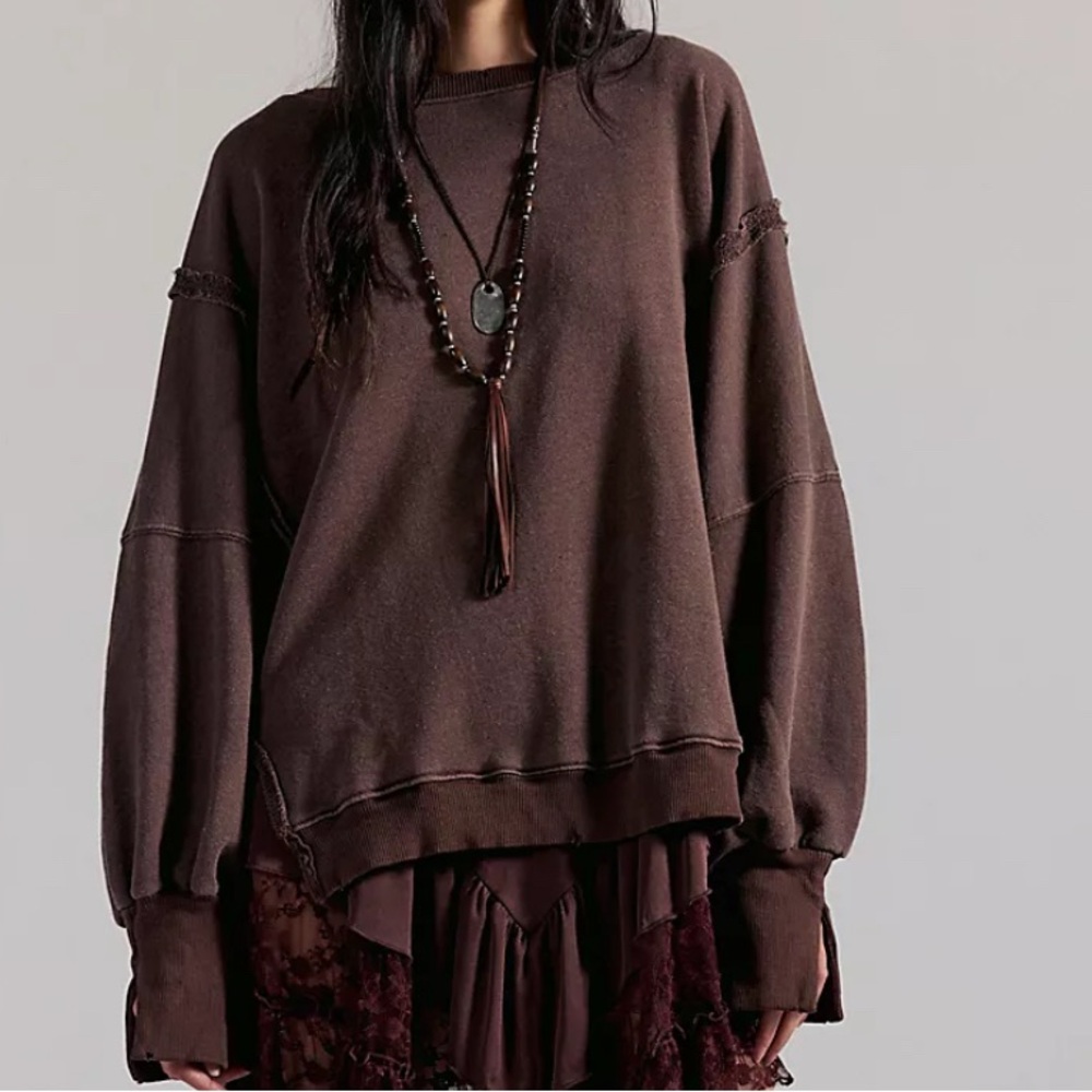 We The Free Mauve Oversized Top